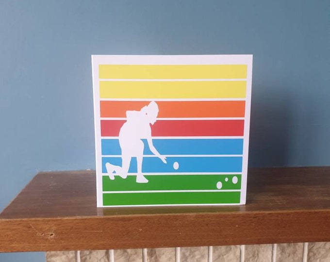 Lawn Bowling sunset birthday card / greetings card. Ideal for all Lawn Bowls fans!