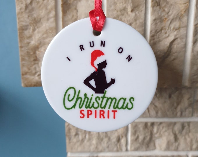 Runner ceramic Christmas tree decoration - I run on Christmas spirit