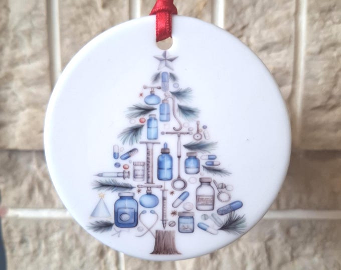 Medical themed ceramic Christmas tree decoration