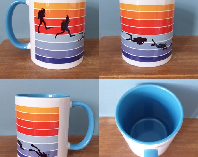 Scuba Diving mug with lovely diving and sunset design