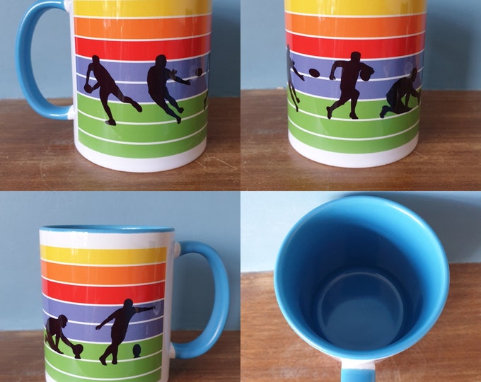 Rugby mug with lovely Rugby and sunset design