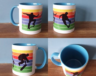 Skateboarding mug with lovely Skateboarder and sunset design
