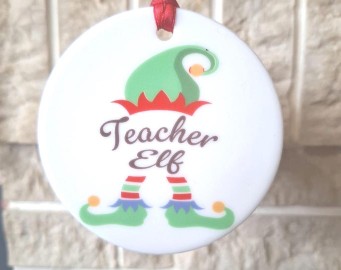 Teacher Elf themed Christmas tree decoration
