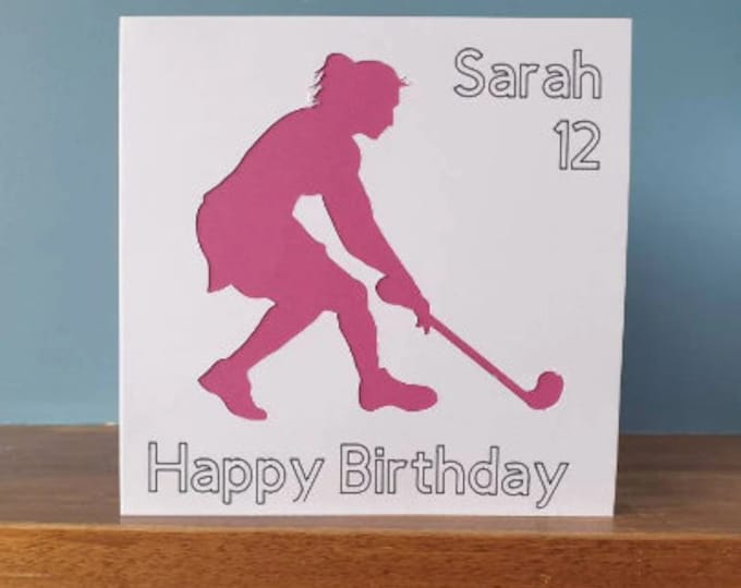 Ladies / girls Hockey birthday card / greetings card. Ideal for all sports lovers