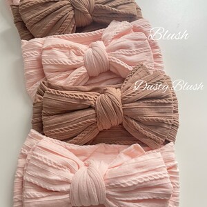 Stretchy Baby Bow Headband Double Layer Bow Colourful Top Knot Bow Turban Headband Baby Girls Bows Blush