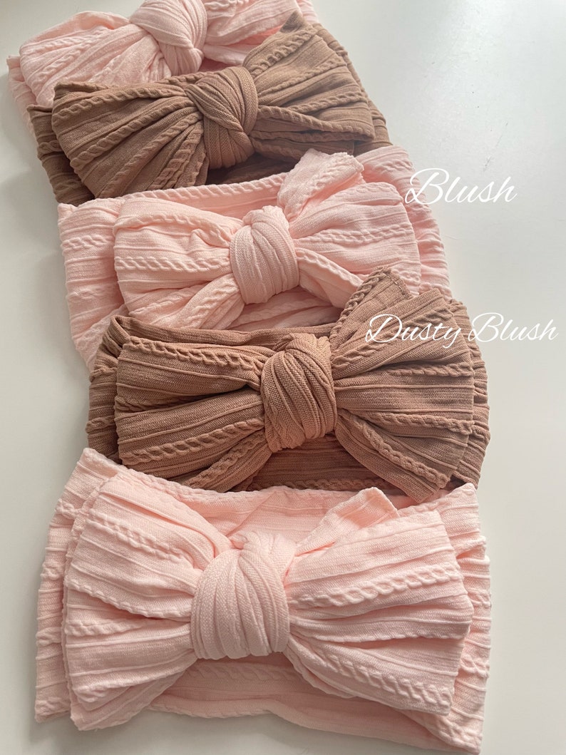 Stretchy Baby Bow Headband Double Layer Bow Colourful Top Knot Bow Turban Headband Baby Girls Bows Blush