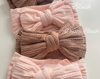 Baby Bow Headband Double Layer Bow | Bandeau Turban | Nœud supérieur de couleur neutre | Les baby girls s’inclinent