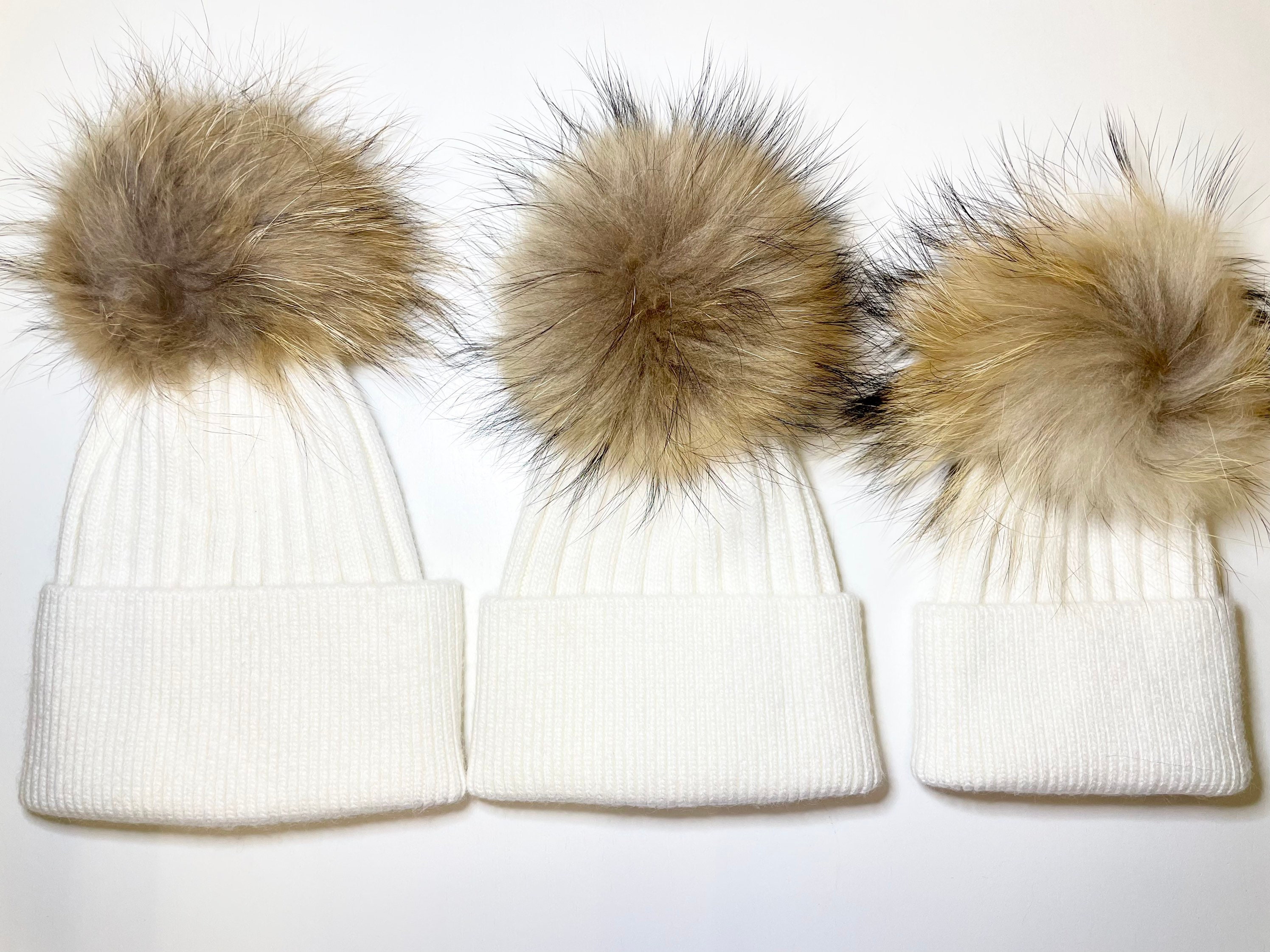 Cashmere double pom pom hat, Beanie, Knit hat, real fur pom pom hat, cozy  and super soft women winter hat