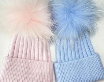 Qhome Women Real Knitted Mink Fur Hats Natural Fur Beanies Cap Hot Sales Winter Fur Hat With Fox Fur Pom Poms Qhome Women Real Knitted Mink Fur Hats Natural Fur Beanies Cap Hot Sales Winter Fur Hat With Fox Fur Pom Poms