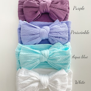 Bandeau bébé noeud double épaisseur Bandeau turban Noeud supérieur de couleur neutre Noeuds papillon bébé fille image 9