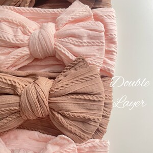 Baby Bow Headband Double Layer Bow Turban Headband Neutral Colour Top Knot Bow Baby Girls Bows image 3