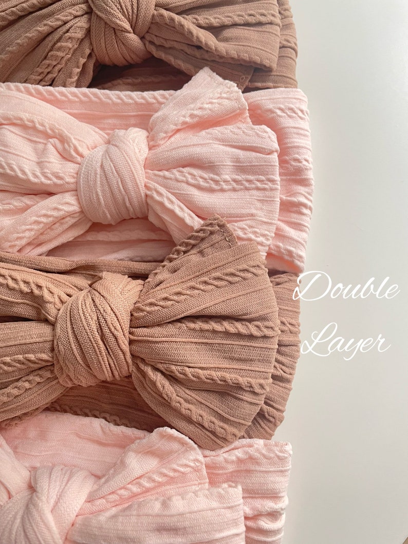 Stretchy Baby Bow Headband Double Layer Bow Colourful Top Knot Bow Turban Headband Baby Girls Bows image 7