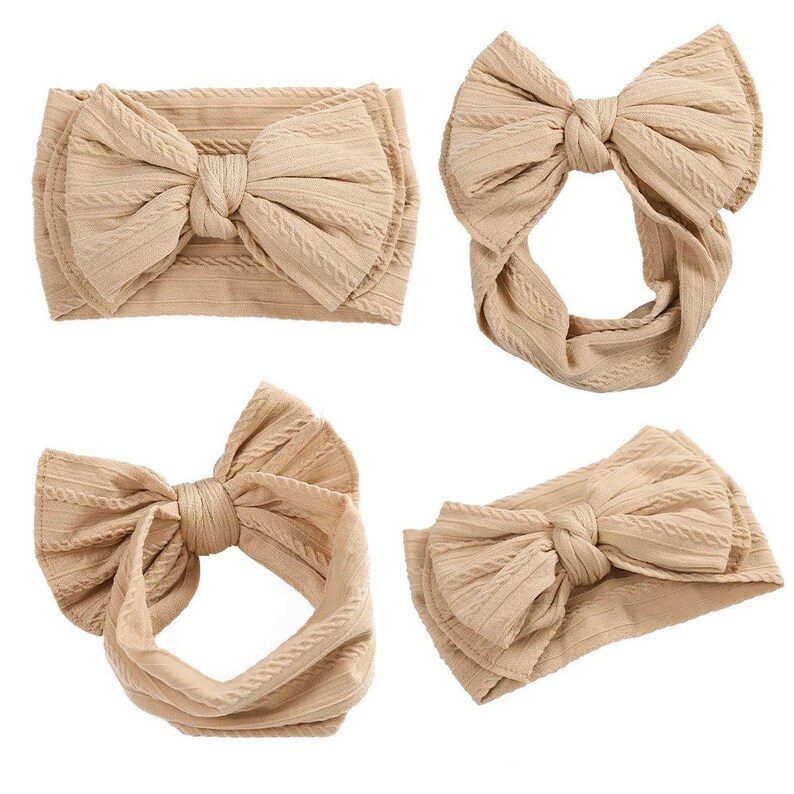 Baby Bow Headband Double Layer Bow Turban Headband Neutral Colour Top Knot Bow Baby Girls Bows image 6