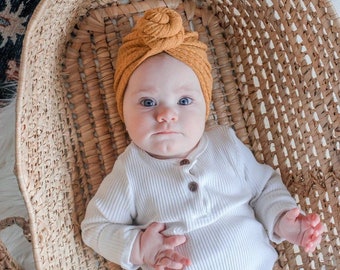 Baby Turban, Gender Neutral Turban Headband, Knot Bow Headband, Baby Hat, Turban Baby Hat