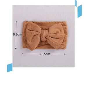 Bandeau bébé noeud double épaisseur Bandeau turban Noeud supérieur de couleur neutre Noeuds papillon bébé fille image 7