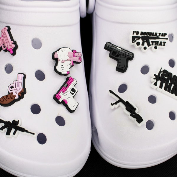 Gun Croc Charms, Fire Arm Croc Charms, Bullets Shoe Decoration