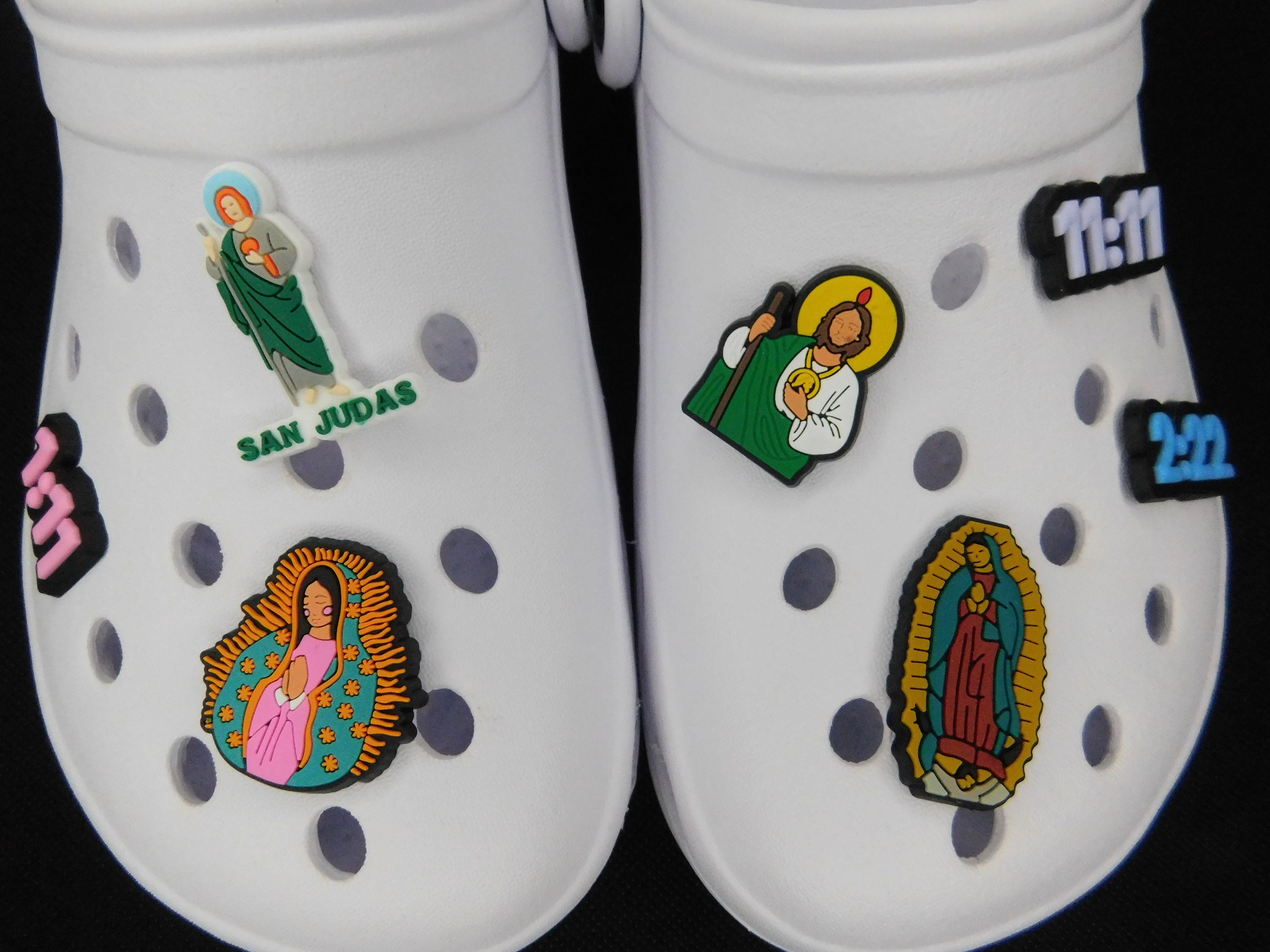 Christian Croc Shoe Charms Black Cross Bible Shoes Decorations The Vir –  Heavenly Hands Inc