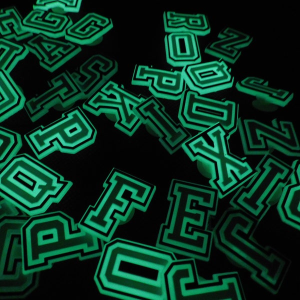 Glow in the Dark Letters Croc Charms, Florescent Shoe Decoration