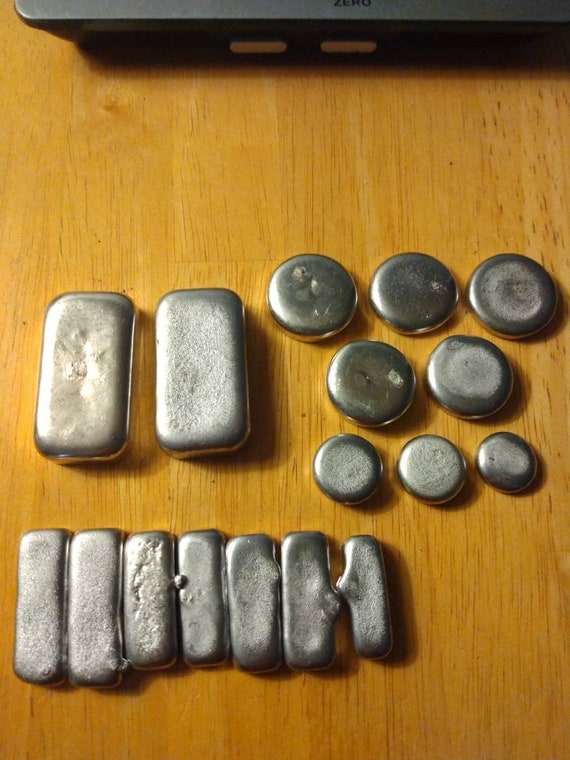 1 Pound Hand Poured Pewter Ingots Bars Coins Rounds Etsy