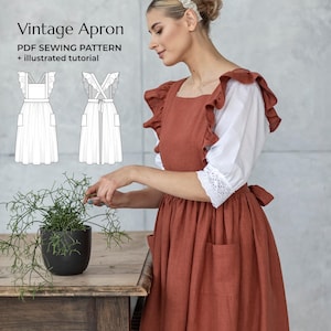 PDF Schnittmuster für Schürze / Schürze Muster Plus Size / Sofort Download Anleitung Grössen XXS bis 5XL (00-34 US)