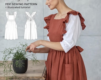 PDF Sewing Pattern Apron / Pinafore Patterns Plus Size / Instant Download Tutorial Sizes XXS thru 5XL (00-34 US)