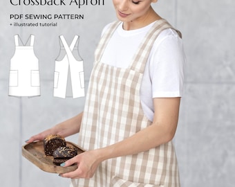 Apron PDF Sewing Pattern For Women - Plus Size Pinafore Apron Sewing Pattern Women - Plus Size Instant Download Japan Style Apron Pattern