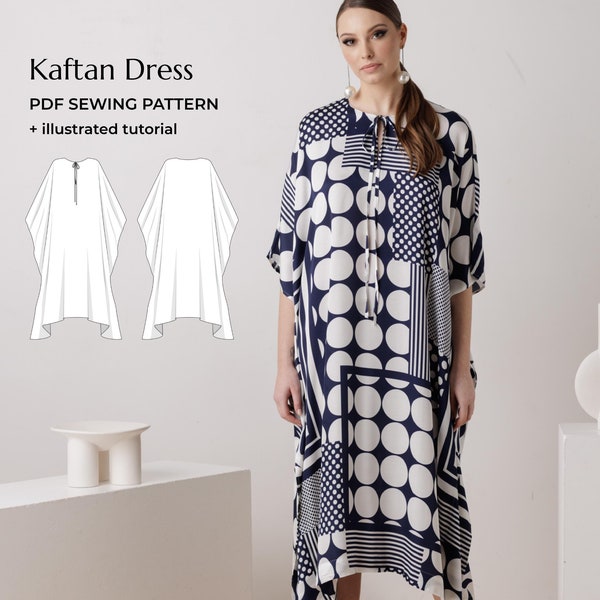 Patron de couture caftan : tutoriel de bricolage pour robe de soirée (XXS-5XL) (Patron PDF)