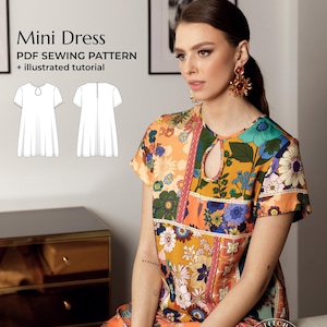 Mini Dress Sewing Pattern PDF, Short Sundress DIY Patterns, A-Line Summer Dress (US 4-12) Easy To Make Digital Tutorial