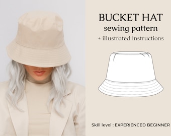 Bucket Hat Sewing Pattern PDF / Easy Sun Hat Tutorial / DIY Fisherman Summer Hat 5 Sizes (Unisex Xs thru XL) - Instant Download