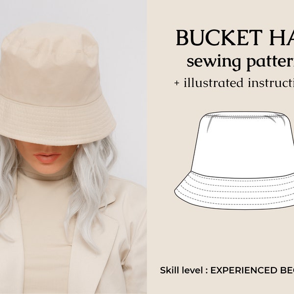 Patron de couture PDF / Tutoriel facile de chapeau de soleil / DIY chapeau d'été de pêcheur 5 tailles (unisexe Xs à XL) - téléchargement immédiat