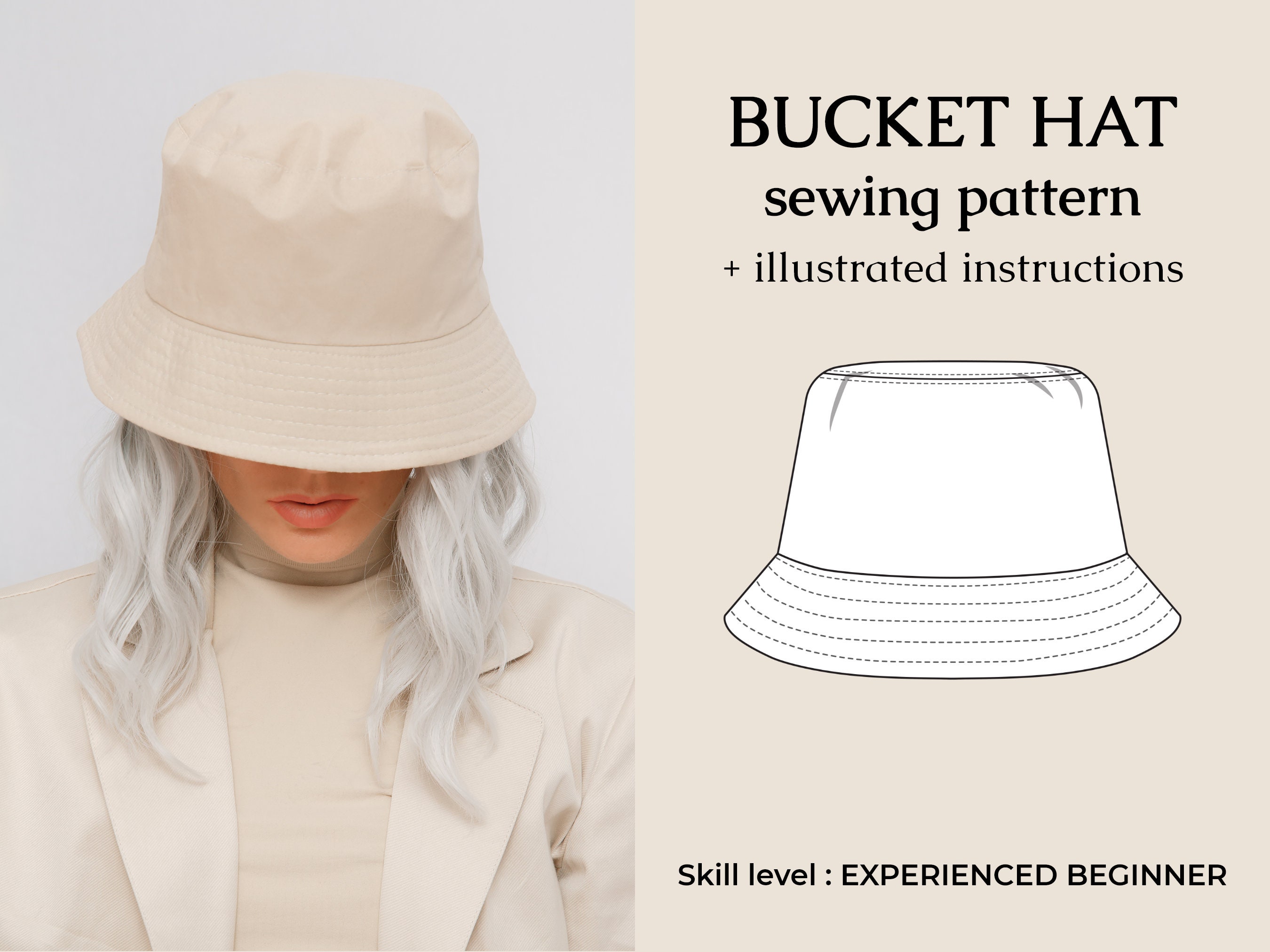 Bucket Hat Sewing Pattern PDF / Easy Sun Hat Tutorial / DIY