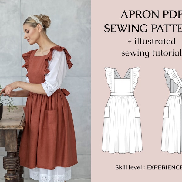 PDF Sewing Pattern Apron / Pinafore Patterns Plus Size / Instant Download Tutorial Sizes XXS thru 5XL (00-34 US)