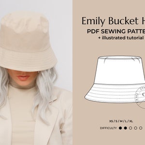 Bucket Hat Sewing Pattern PDF / Easy Sun Hat Tutorial / DIY Fisherman Summer Hat 5 Sizes Unisex Xs thru XL Instant Download image 1