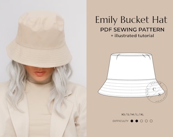 Bucket Hat Sewing Pattern PDF / Easy Sun Hat Tutorial / DIY Fisherman Summer Hat 5 Sizes (Unisex Xs thru XL) - Instant Download