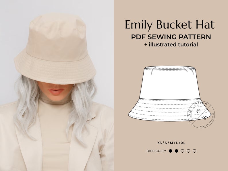 Bucket Hat Sewing Pattern PDF / Easy Sun Hat Tutorial / DIY Fisherman Summer Hat 5 Sizes Unisex Xs thru XL Instant Download image 1