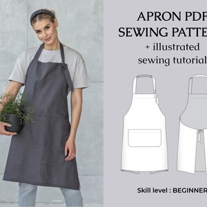 PDF Apron Sewing Pattern – Easy Sewing Pinafore Tutorial – Instant Download Pinafore Epattern - Plus Size (XXS-5XL)