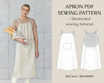 PDF Sewing Patterns Apron / Pinafore Dress Pattern Plus Size / Instant Download Tutorial Sizes XXS thru 5XL (00-34 US)