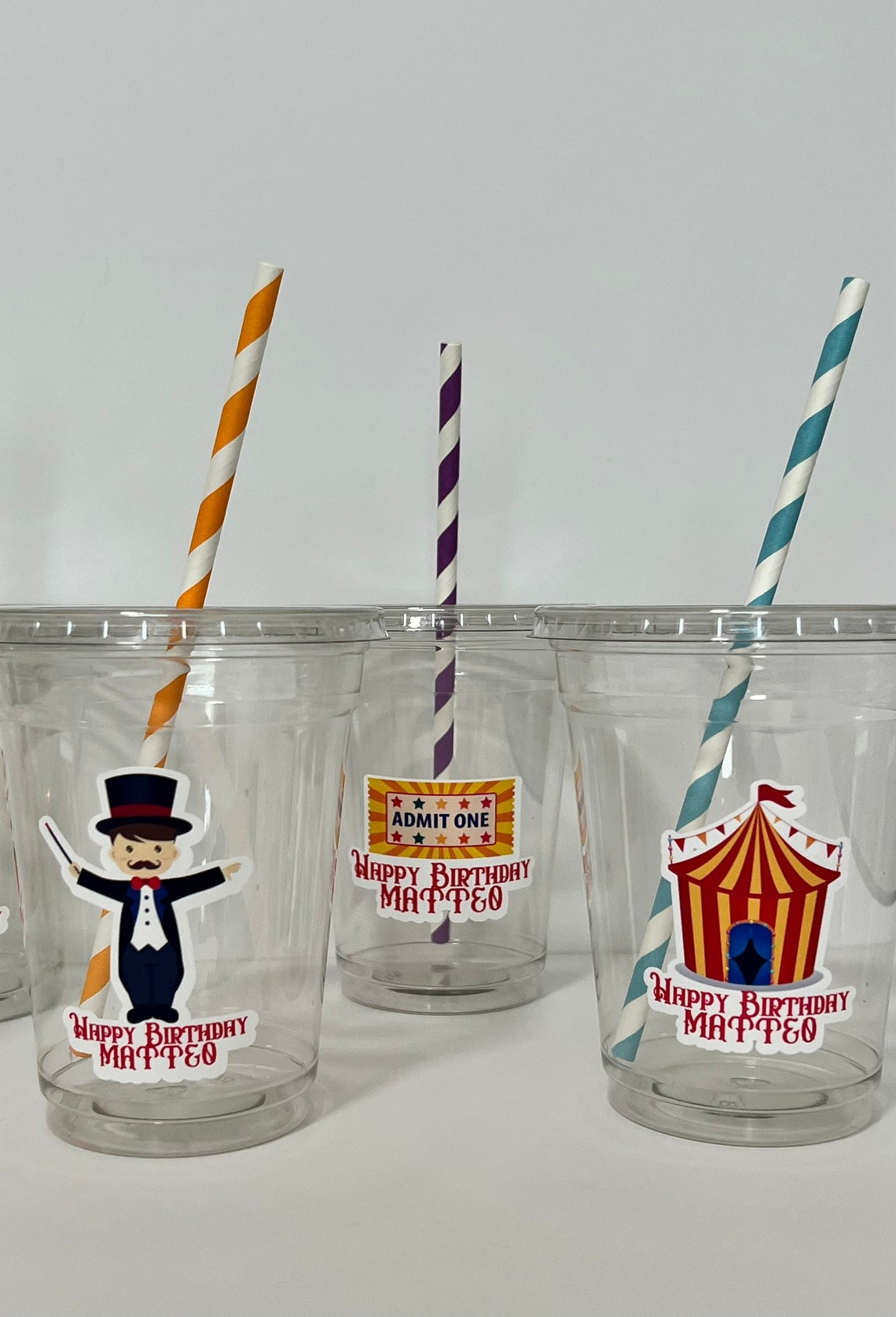 Circus Party Circus Cups Carnival Personalized Cups Etsy