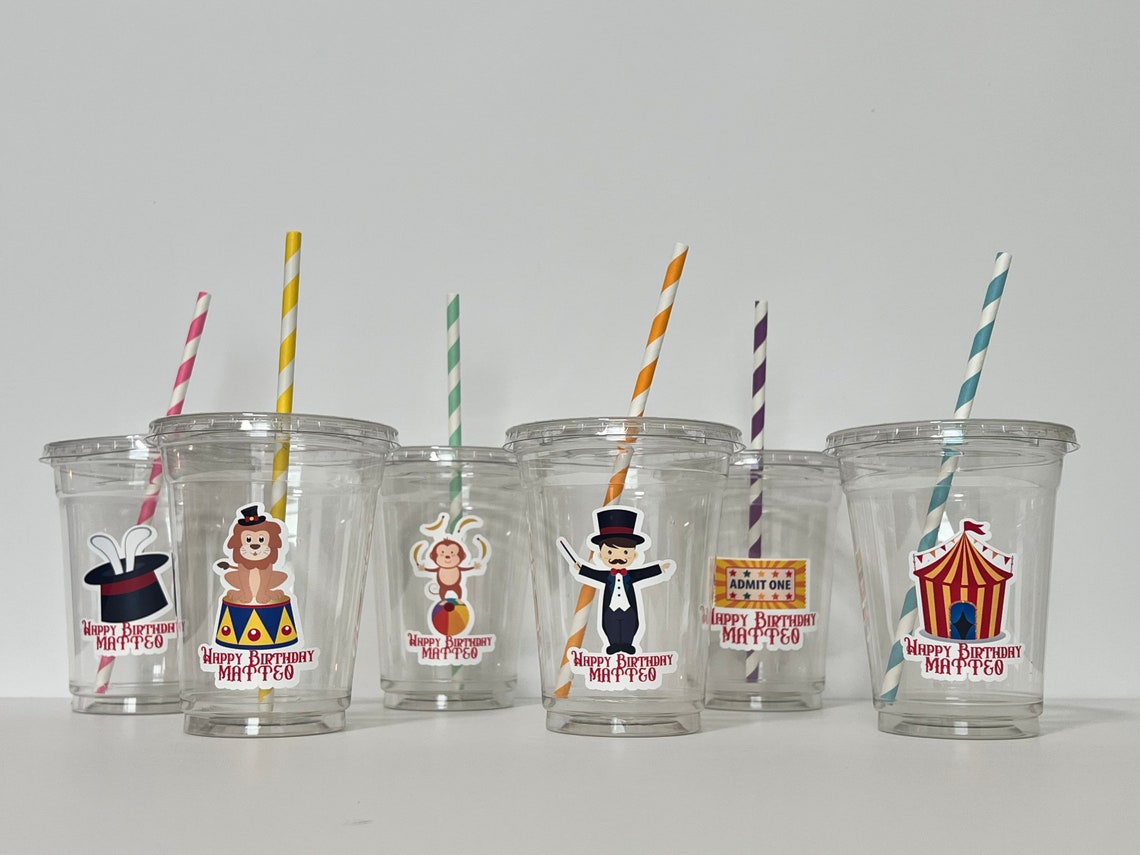 Circus Party Circus Cups Carnival Personalized Cups Etsy