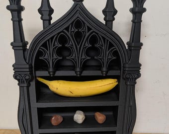 Ornate Gothic Arched Wall Shelf – 3D Printed Dark Decor