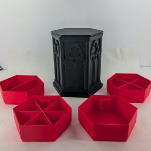 Gothic Jewelry Box with Stacking Trays | 3D Printed Secret Storage Tower | Dark Academia Vanity Organizer, D&D Dice Vault, Witchy Decor