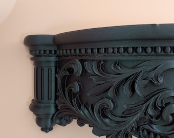 Large Gothic Wall Shelf, Ornate Victorian Floating Shelf, Dark Academia Decor, 27 Inch Filament Floating Ledge, Black Baroque Wall Decor