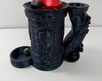 Paladin Dice Tower Tankard | 3D Printed Can Holder, Dice Roller Tray
