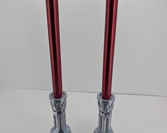 Gothic Cathedral Taper Candle Holders, Victorian Pillar Stand, Dark Academia Decor