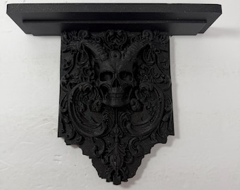 Gothic Skull Corbel Shelf Bracket | 3D Printed Macabre Decor (9.5x8 Inch)