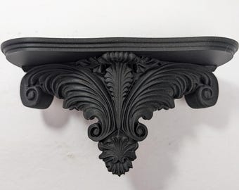 Ornate Baroque Wall Shelf – 9.5" Acanthus Leaf Floating Shelf – Dark Academia Gothic Decor