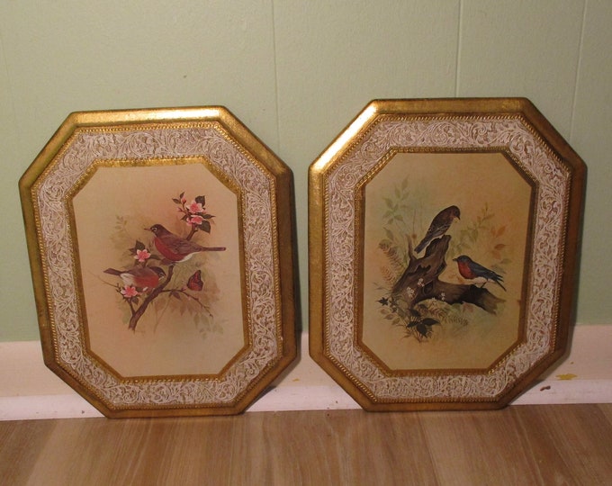 Vintage Italian Florentine Wood Wall Plaques With Birds 11.5" Tall - Etsy