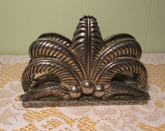 Vintage Palm Letter Holder Godinger Silverplated or Napkin Holder