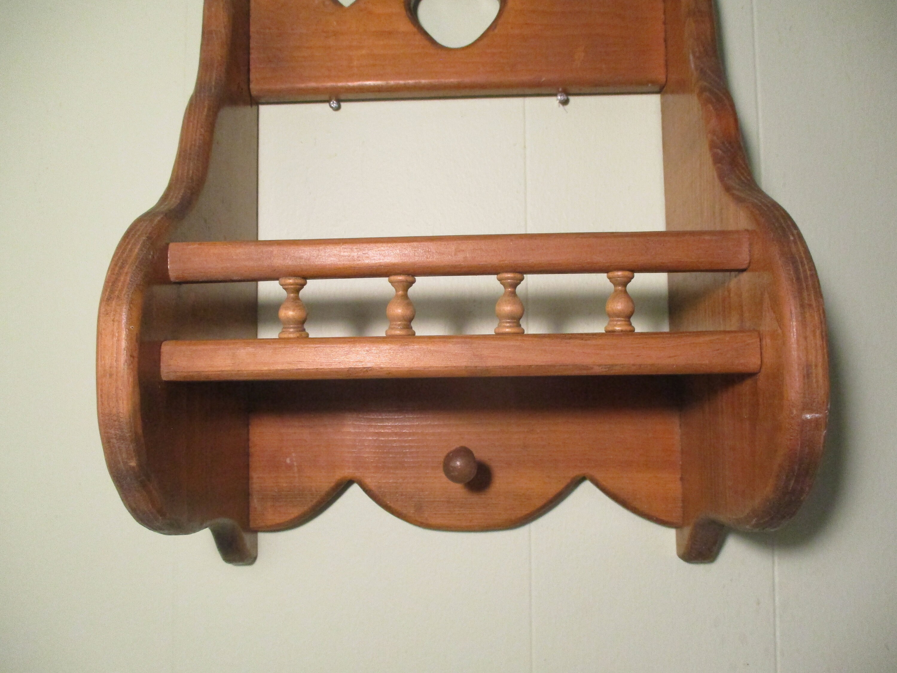 Vintage Wooden Wall Shelf With Cut Out Heart and Rail W Etsy