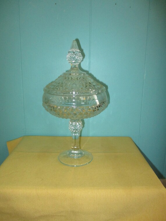 Vintage Crystal Candy Dish With Beautiful Fancy Steeple Lid Etsy